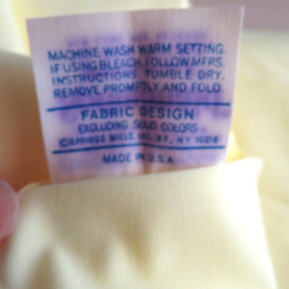 Vintage 70s Springmaid Full 1 Flat 2 Pillowcases Bright Yellow No Iron Percale - Picture 6 of 8